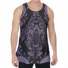 Black And Purple Damask Pattern Print Men's Velvet Tank Top