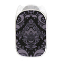 Black And Purple Damask Pattern Print Mesh Laundry Hamper