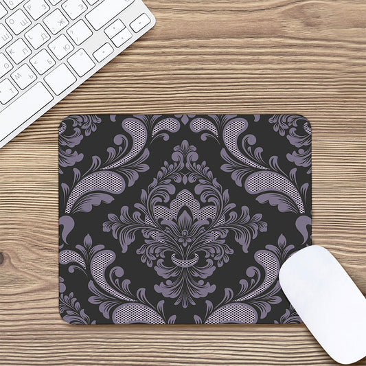 Black And Purple Damask Pattern Print Mouse Pad