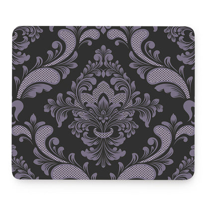 Black And Purple Damask Pattern Print Mouse Pad