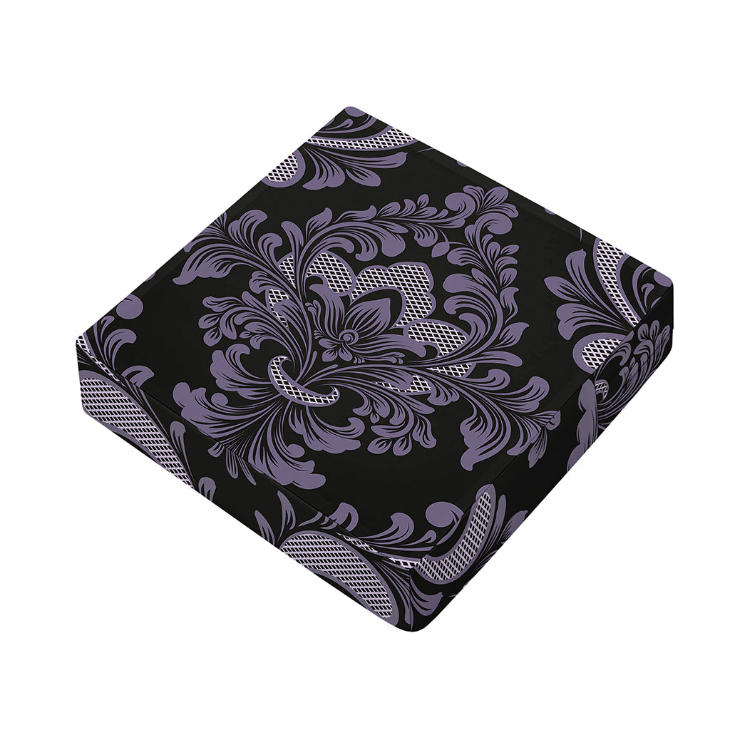 Black And Purple Damask Pattern Print Outdoor Seat Cushion Cover