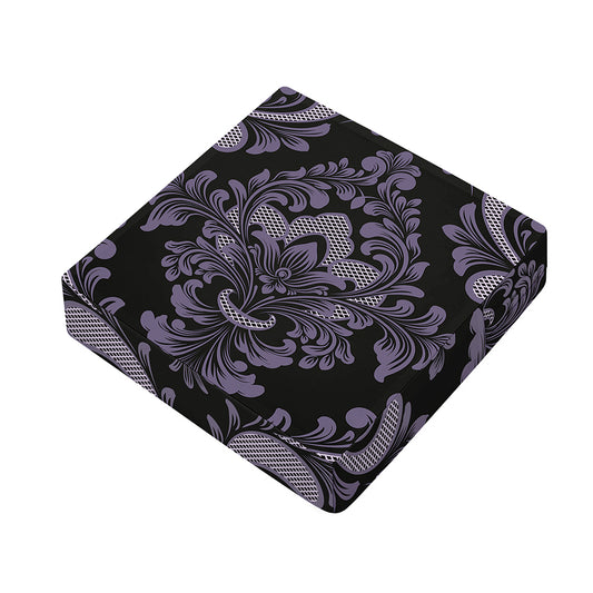 Black And Purple Damask Pattern Print Outdoor Seat Cushion Cover