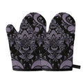 Black And Purple Damask Pattern Print Oven Mitts