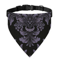 Black And Purple Damask Pattern Print Over The Collar Dog Bandana