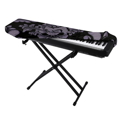 Black And Purple Damask Pattern Print Piano Keyboard Cover