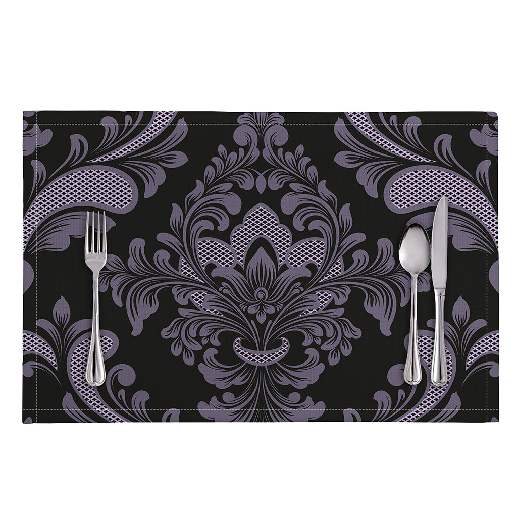 Black And Purple Damask Pattern Print Placemat