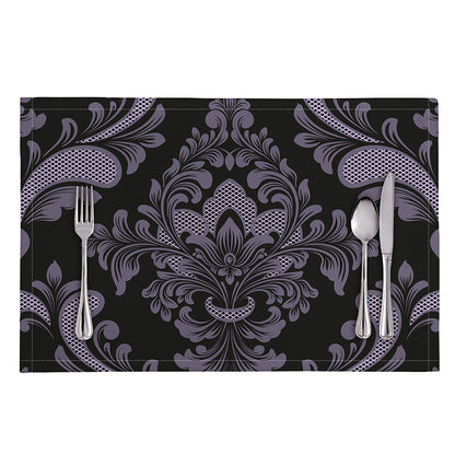 Black And Purple Damask Pattern Print Placemat