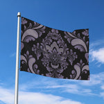 Black And Purple Damask Pattern Print Polyester Flag