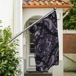 Black And Purple Damask Pattern Print Polyester Flag