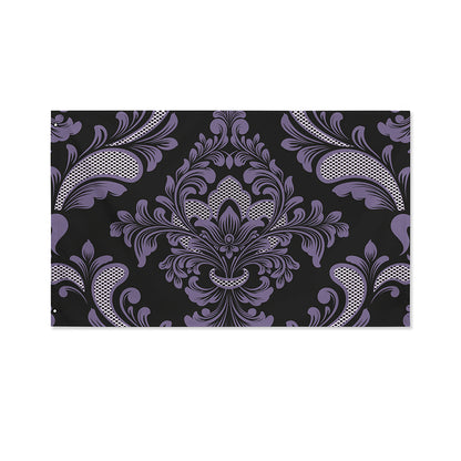 Black And Purple Damask Pattern Print Polyester Flag