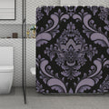 Black And Purple Damask Pattern Print Polyester Shower Curtain