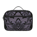 Black And Purple Damask Pattern Print Portable Lunch Bag