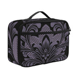 Black And Purple Damask Pattern Print Portable Lunch Bag