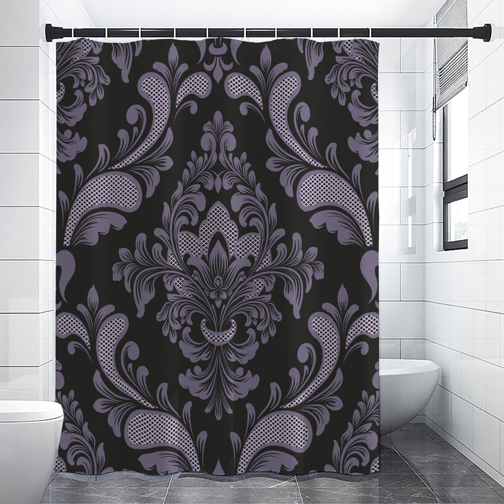 Black And Purple Damask Pattern Print Premium Shower Curtain