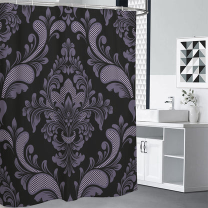 Black And Purple Damask Pattern Print Premium Shower Curtain