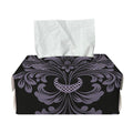 Black And Purple Damask Pattern Print Rectangle Tissue Box Cover