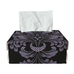 Black And Purple Damask Pattern Print Rectangle Tissue Box Cover