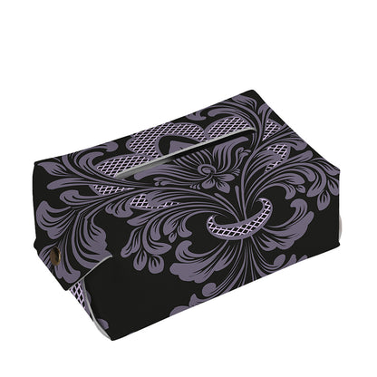 Black And Purple Damask Pattern Print Rectangle Tissue Box Cover