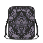 Black And Purple Damask Pattern Print Rectangular Crossbody Bag