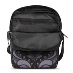 Black And Purple Damask Pattern Print Rectangular Crossbody Bag