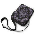Black And Purple Damask Pattern Print Rectangular Crossbody Bag