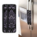 Black And Purple Damask Pattern Print Refrigerator Handle Covers