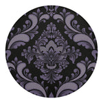 Black And Purple Damask Pattern Print Round Blanket