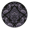 Black And Purple Damask Pattern Print Round Floor Mat