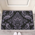 Black And Purple Damask Pattern Print Rubber Doormat