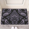 Black And Purple Damask Pattern Print Rubber Doormat