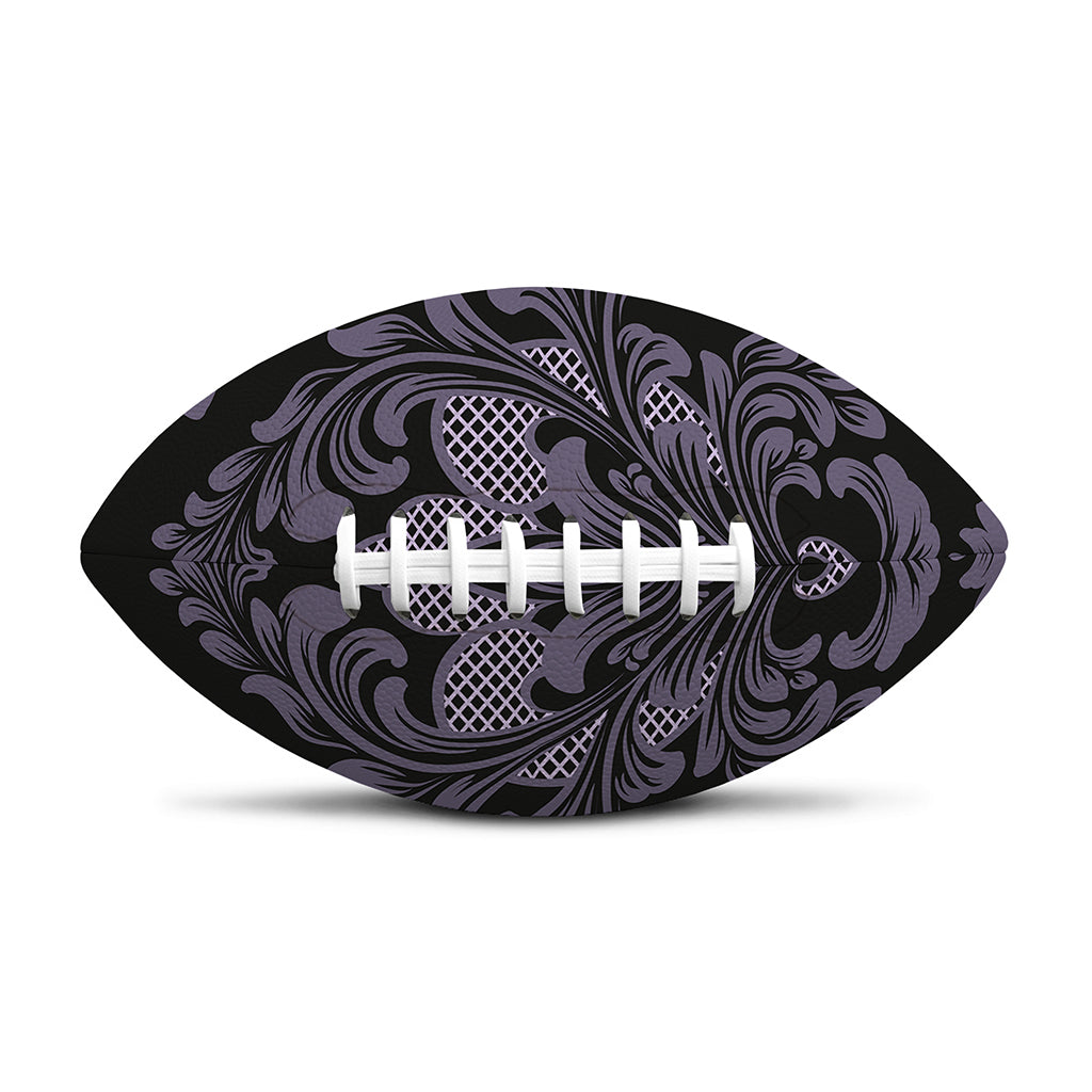 Black And Purple Damask Pattern Print Rugby Ball