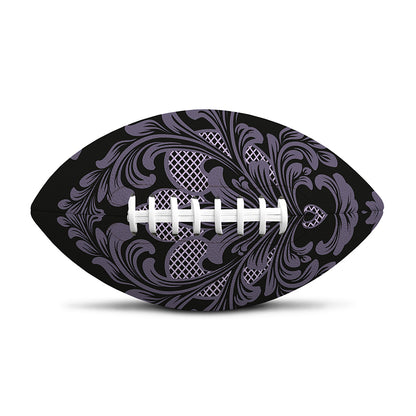 Black And Purple Damask Pattern Print Rugby Ball