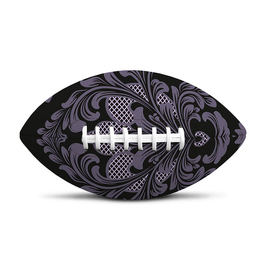 Black And Purple Damask Pattern Print Rugby Ball