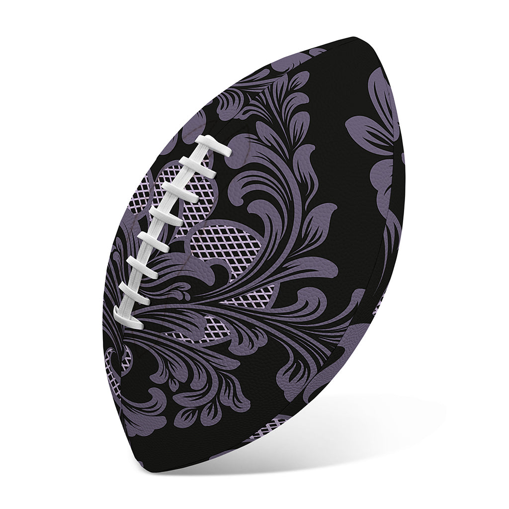 Black And Purple Damask Pattern Print Rugby Ball