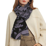 Black And Purple Damask Pattern Print Scarf