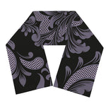Black And Purple Damask Pattern Print Scarf