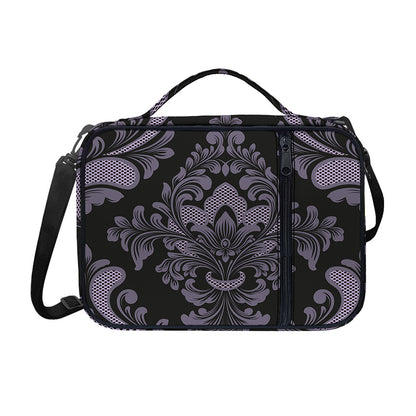 Black And Purple Damask Pattern Print Shoulder Strap Bible Bag