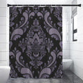 Black And Purple Damask Pattern Print Shower Curtain