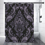 Black And Purple Damask Pattern Print Shower Curtain