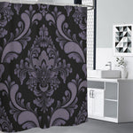 Black And Purple Damask Pattern Print Shower Curtain