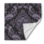 Black And Purple Damask Pattern Print Silk Bandana