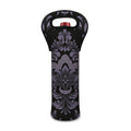 Black And Purple Damask Pattern Print Single Neoprene Wine Tote