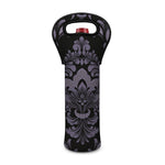 Black And Purple Damask Pattern Print Single Neoprene Wine Tote
