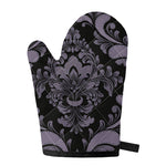 Black And Purple Damask Pattern Print Single Oven Mitt