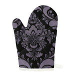 Black And Purple Damask Pattern Print Single Oven Mitt