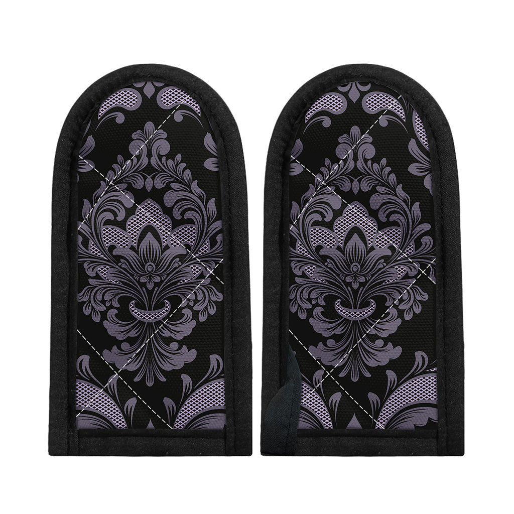 Black And Purple Damask Pattern Print Skillet Handle Cover