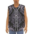 Black And Purple Damask Pattern Print Sleeveless Baseball Jersey