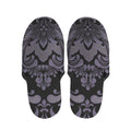 Black And Purple Damask Pattern Print Slippers