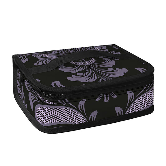 Black And Purple Damask Pattern Print Small Lunch Bag