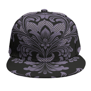 Black And Purple Damask Pattern Print Snapback Cap